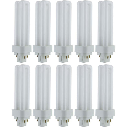 10Pk - Sunlite 18w 5000K PLD 4-Pin Double U-Shaped Twin Tube G24Q-2 Base Bulb