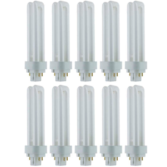 10Pk - Sunlite 18w 4100K PLD 4-Pin Double U-Shaped Twin Tube G24Q-2 Base Bulb