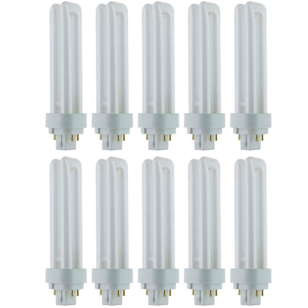 10Pk - Sunlite 18w 5000K PLD 4-Pin Double U-Shaped Twin Tube G24Q-2 Base Bulb