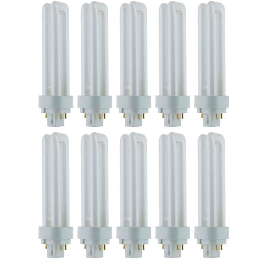 10Pk - Sunlite 18w 5000K PLD 4-Pin Double U-Shaped Twin Tube G24Q-2 Base Bulb