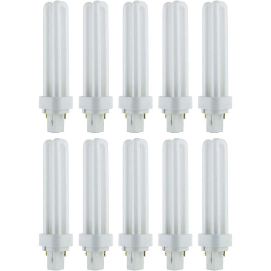 10Pk - Sunlite 18w 4100K Compact Fluorescent PLD 2-Pin G24d-2 Base Bulb