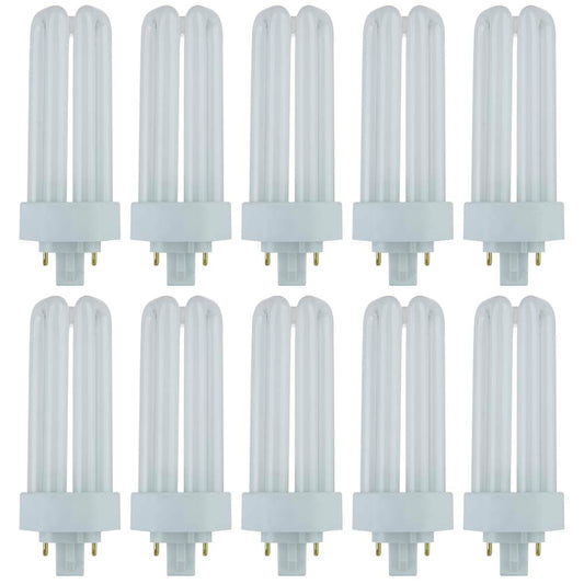 10Pk - Sunlite 26w 2700K PLD 4-Pin Triple U-Shaped Twin Tube GX24Q-3 Base Bulb