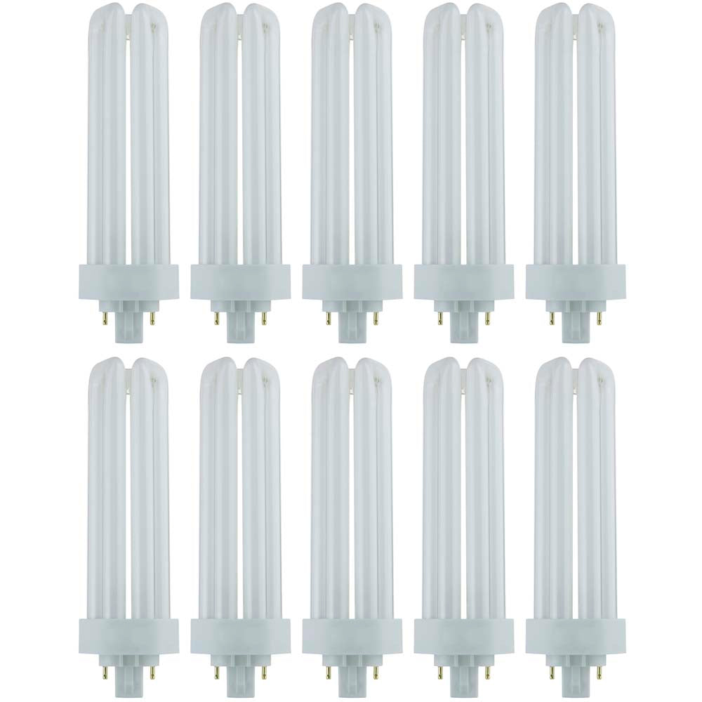 10Pk - Sunlite 42W 3000K PLD 4-Pin Triple U-Shaped Twin Tube GX24Q-4 Base Bulb