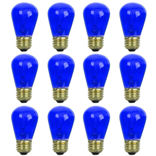 12Pk - Sunlite 11w S14 Incandescent E26 Base Dimmable Blue Colored String Bulb