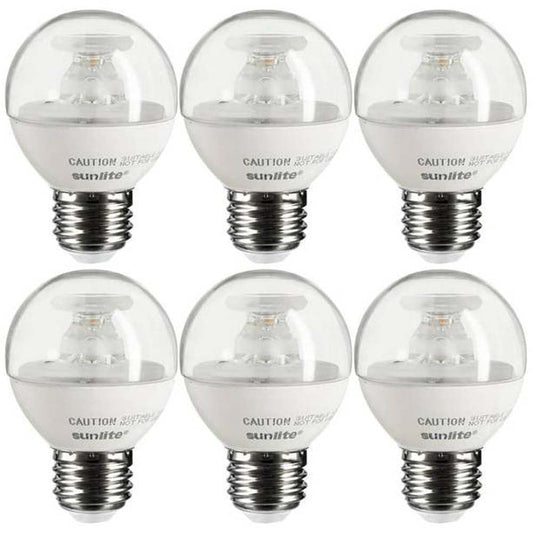 6Pk - Sunlite 7w LED G16.5 Clear Globe E12 Base 3000K Bulb - 60W Equiv