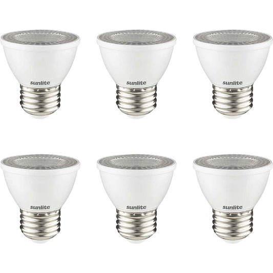 6Pk - Sunlite 7w LED PAR16 Short Neck SpotE26 Base 4000K Bulb - 60W Equiv