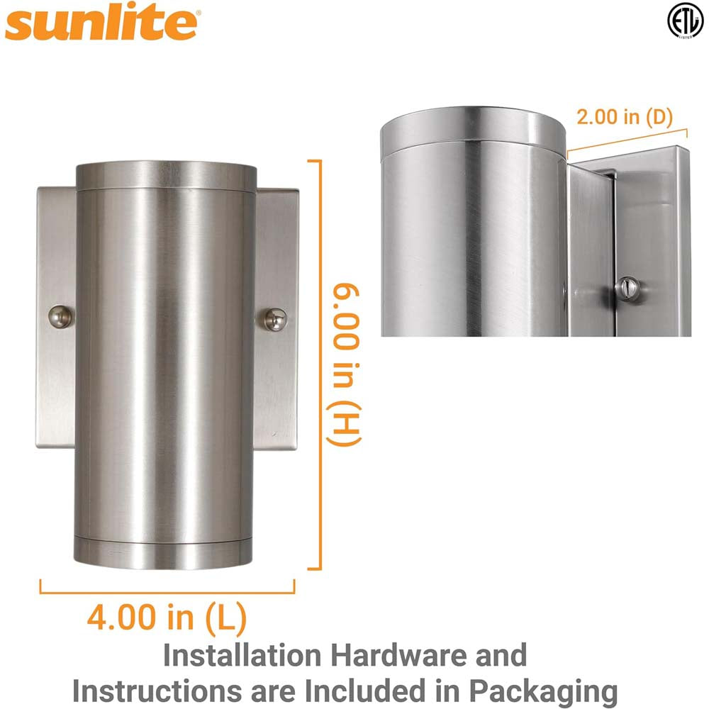 Sunlite 6-In 12w LED Tubular Up/Down Wall Sconce Fixture CCT Selectable Dimmable