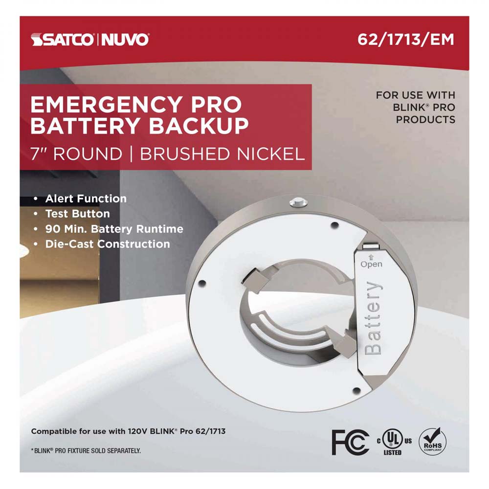 Blink Pro EM Battery Backup 7-in Round Shape Brushed Nickel Finish