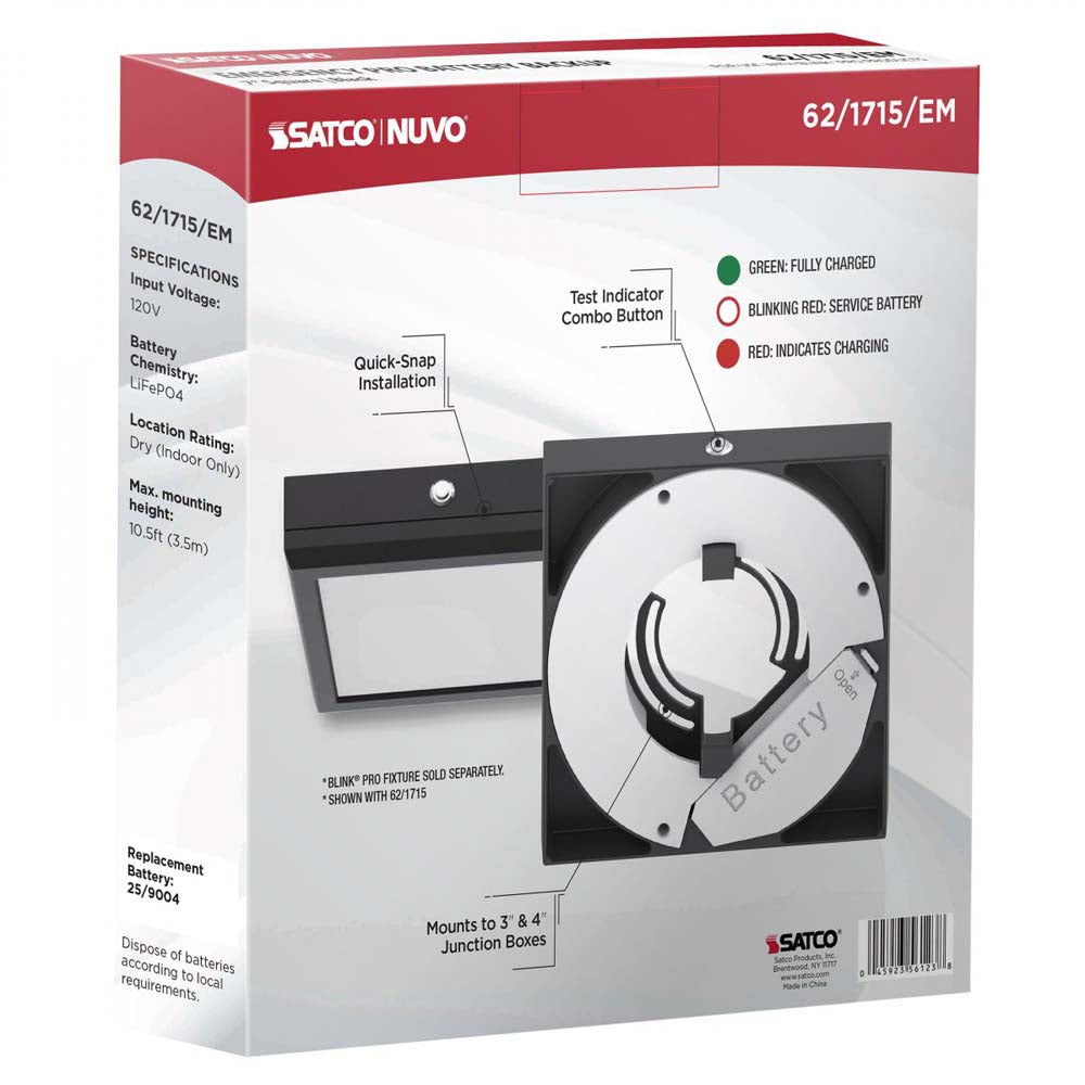 Blink Pro EM Battery Backup 7-in Square Shape Black Finish