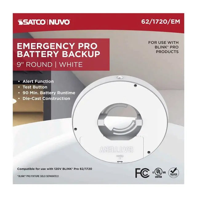 Blink Pro EM Battery Backup 9-in Round Shape White Finish