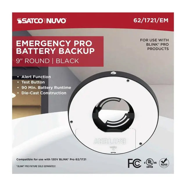 Blink Pro EM Battery Backup 9-in Round Shape Black Finish