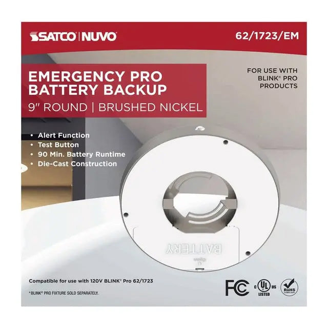 Blink Pro EM Battery Backup 9-in Round Shape Brushed Nickel Finish