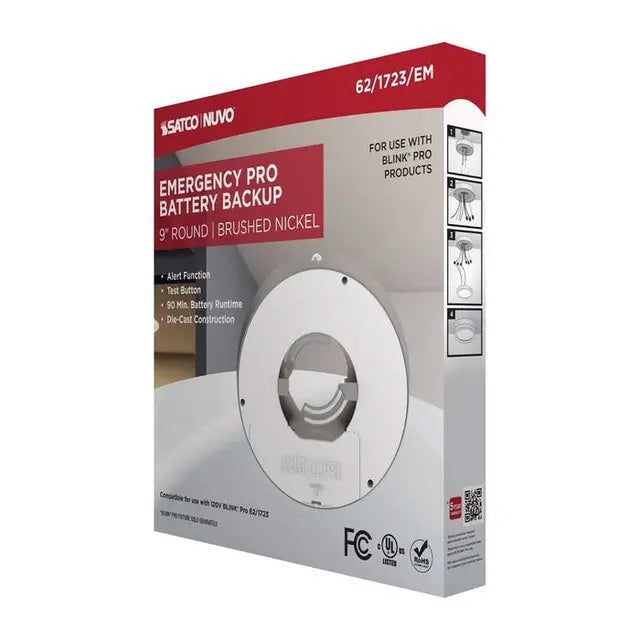 Blink Pro EM Battery Backup 9-in Round Shape Brushed Nickel Finish