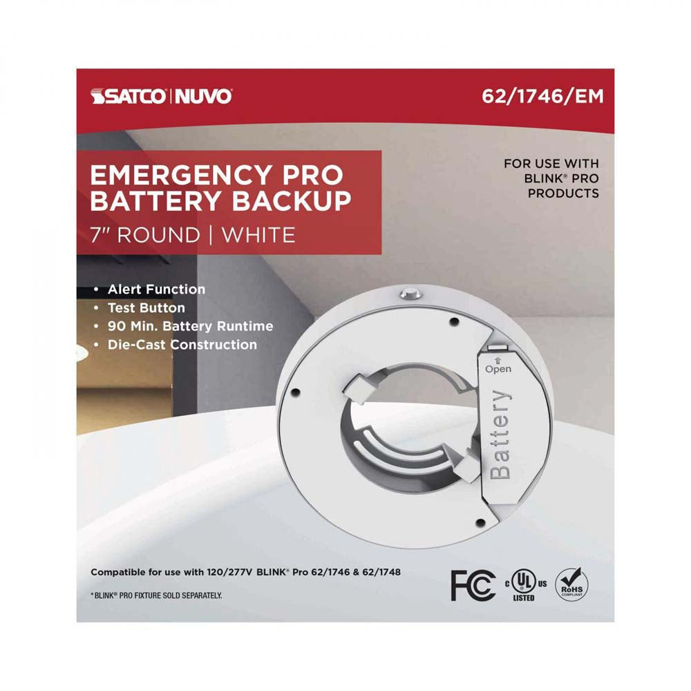 Blink Pro Emergency Battery Backup 7-in Round Shape White Finish