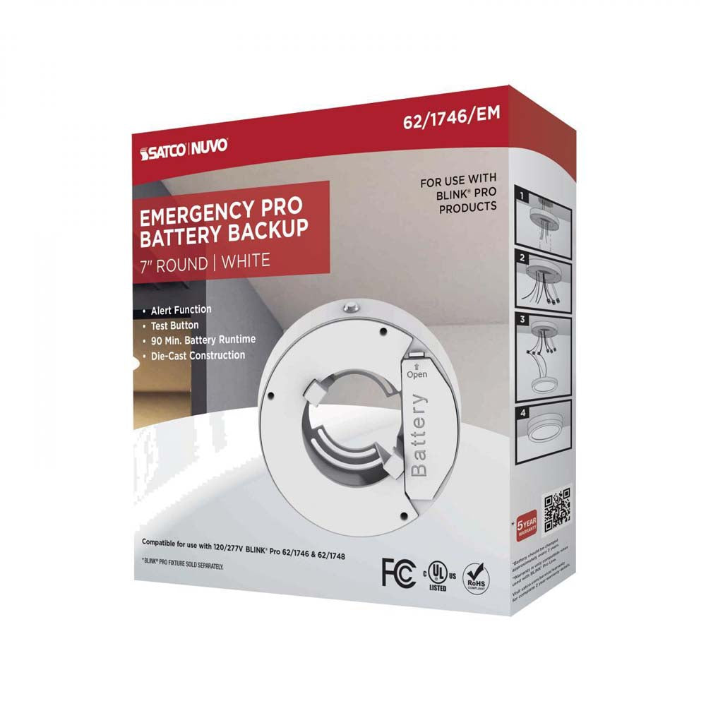 Blink Pro Emergency Battery Backup 7-in Round Shape White Finish