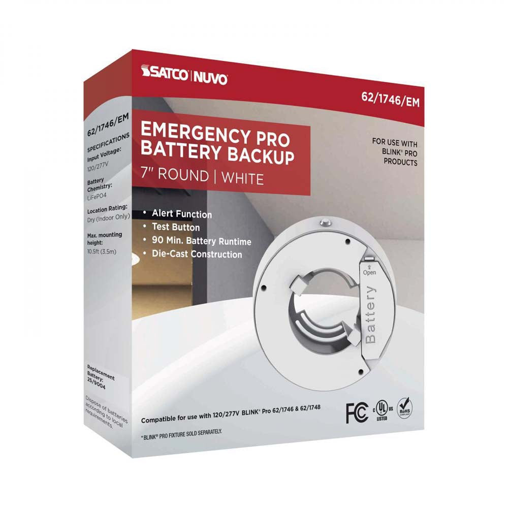 Blink Pro Emergency Battery Backup 7-in Round Shape White Finish