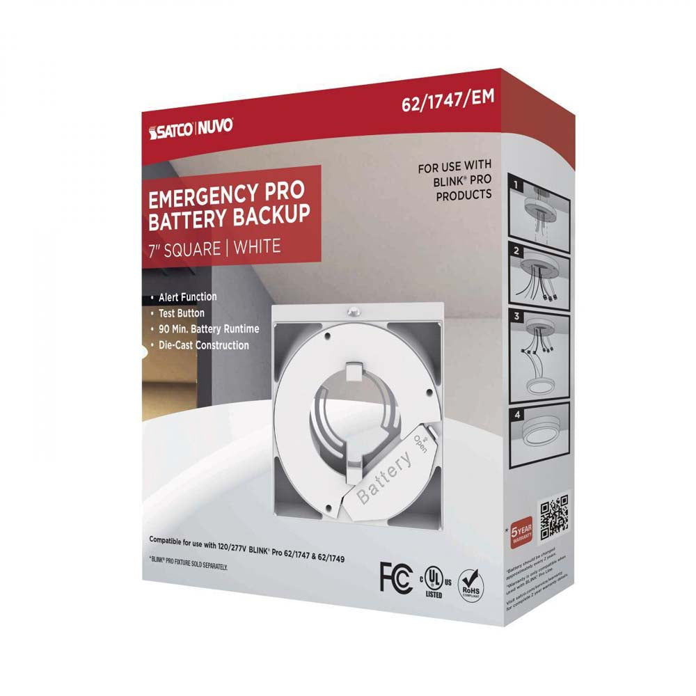 Blink Pro Emergency Battery Backup 7-in Square Shape White Finish