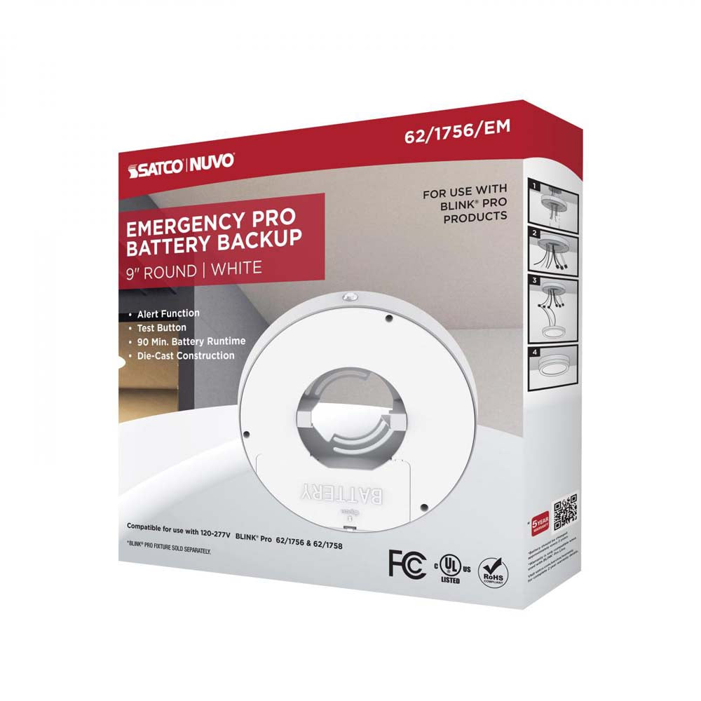 Blink Pro Emergency Battery Backup 9-in Round Shape White Finish