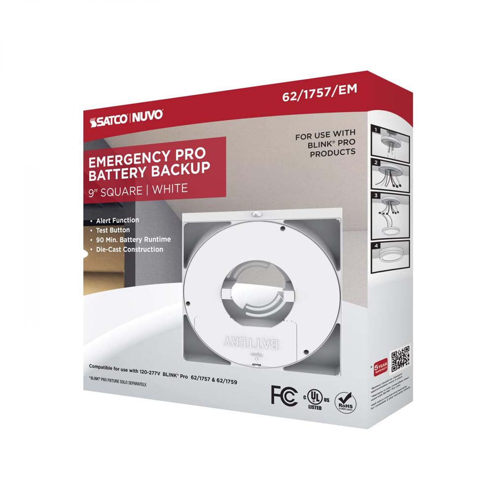 Blink Pro Emergency Battery Backup 9-in Square Shape White Finish