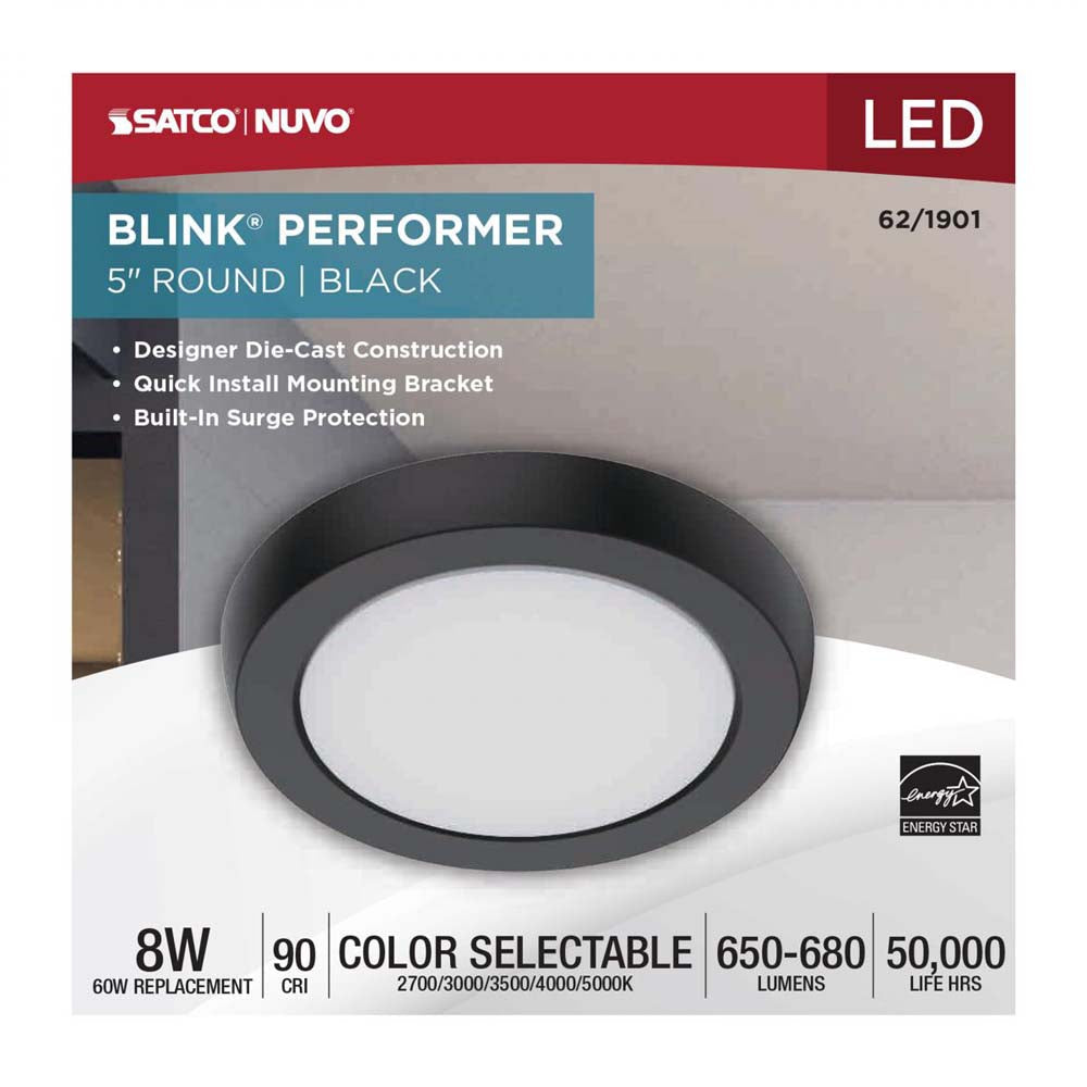 Blink Performer 8w 5-in LED Round Downlight 5 CCT Tunable Black Finish