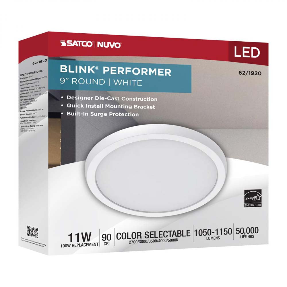 Blink Performer 11w 9-in LED Round Downlight 5 CCT Tunable White Finish