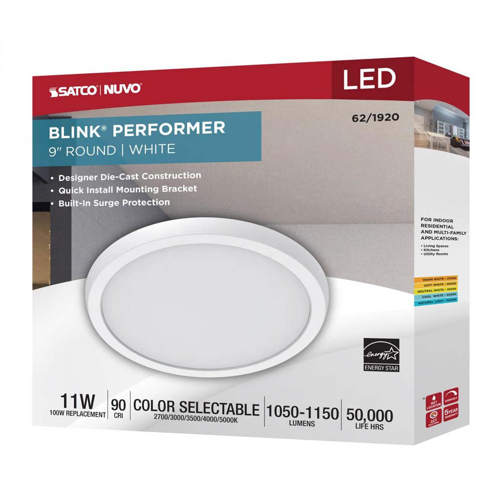Blink Performer 11w 9-in LED Round Downlight 5 CCT Tunable White Finish