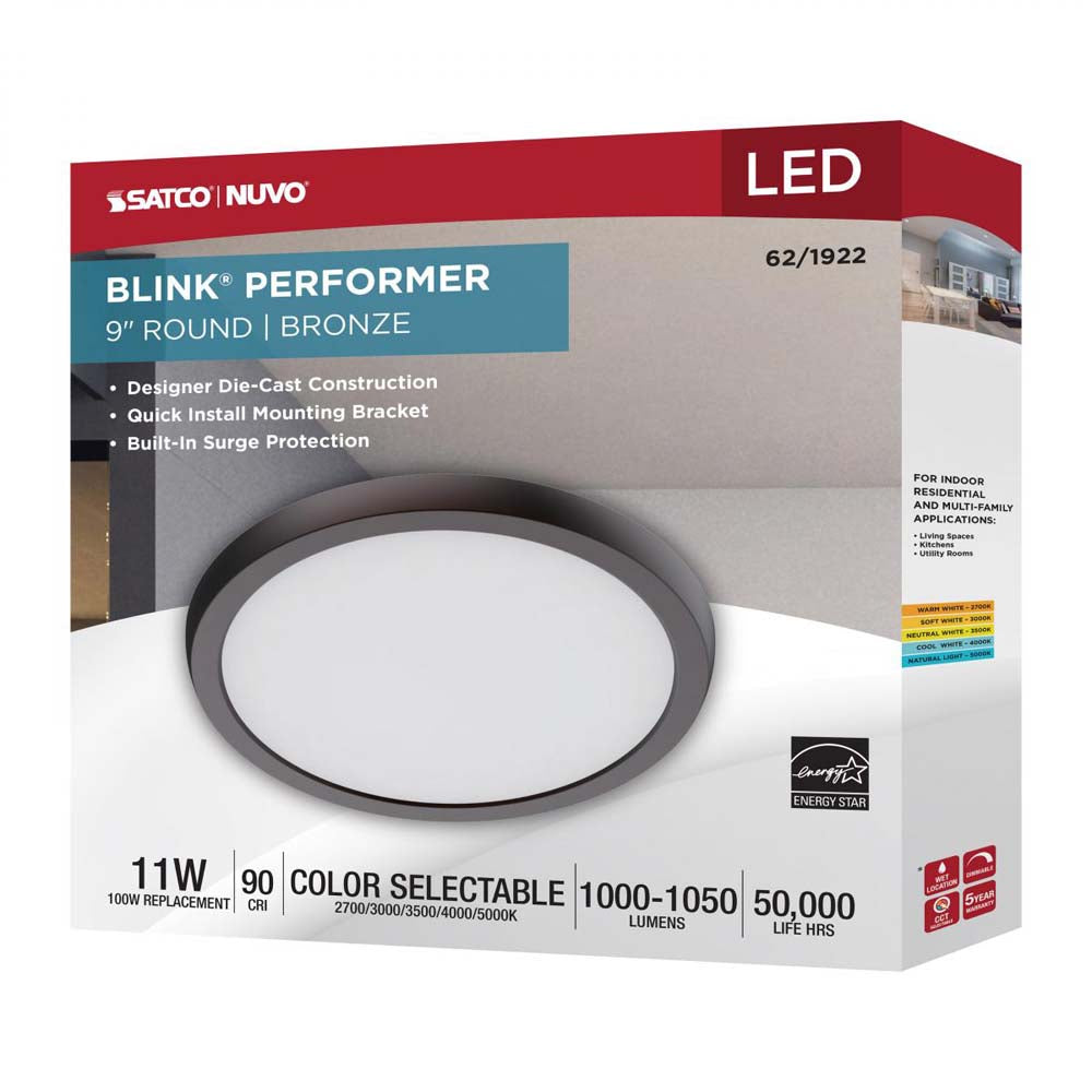 Blink Performer 11w 9-in LED Round Downlight 5 CCT Tunable Bronze Finish
