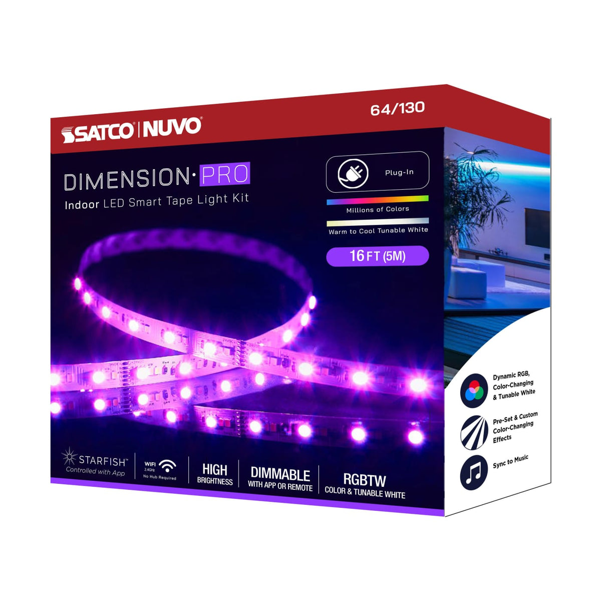 16-ft 18w LED Hi-Output Tape Light strip Starfish IOT RGB plus Tunable White