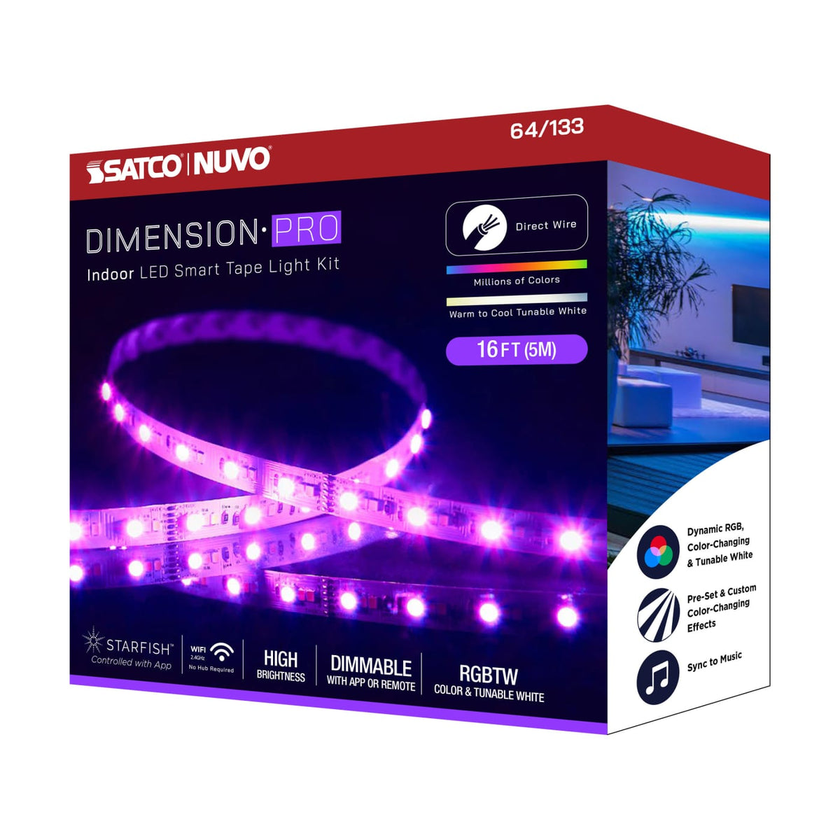 16-ft Starfish Tape RGBTW-Ho IP20 Jbox 30w 24v