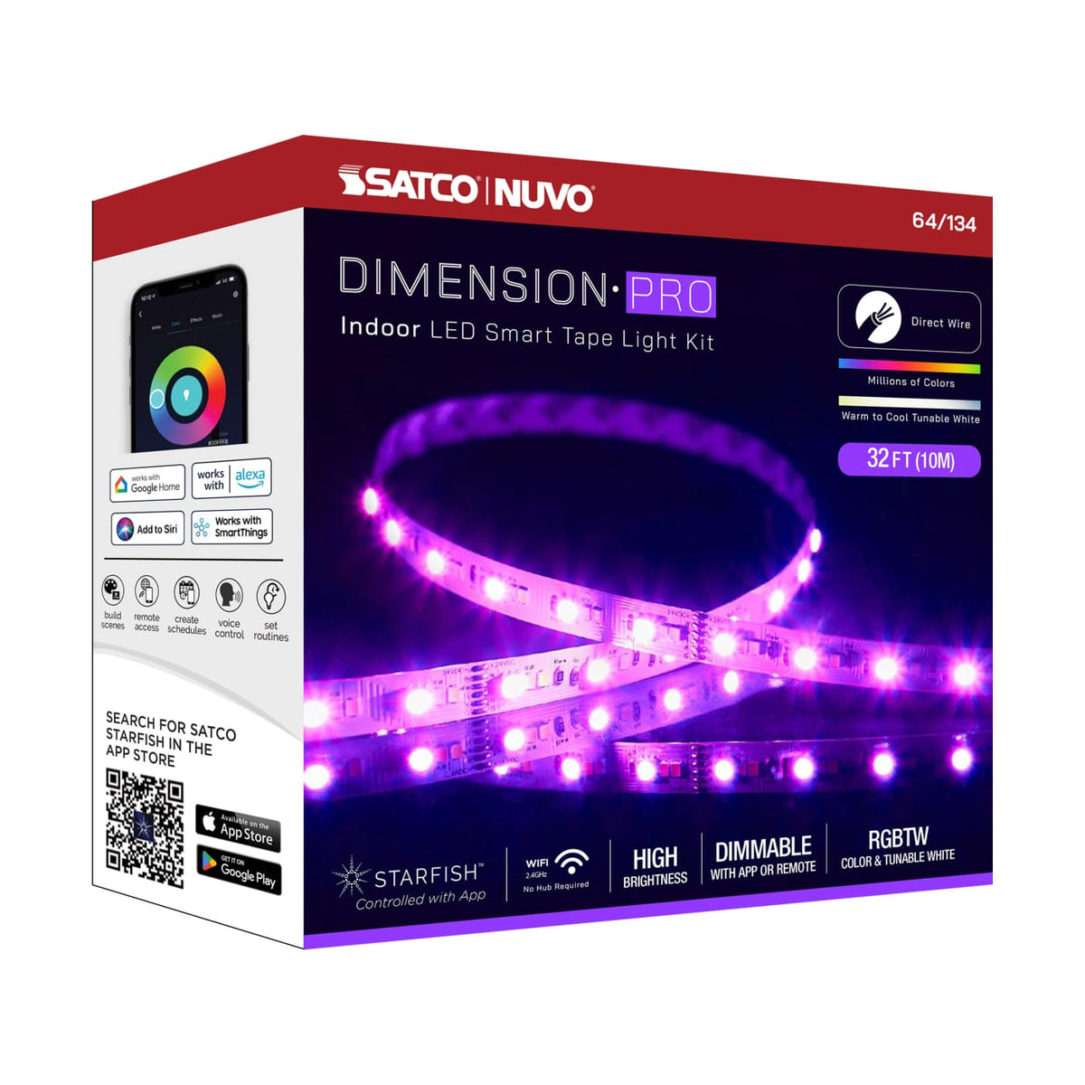 32-ft Starfish Tape RGBTW-Ho IP20 Jbox 68w 24v