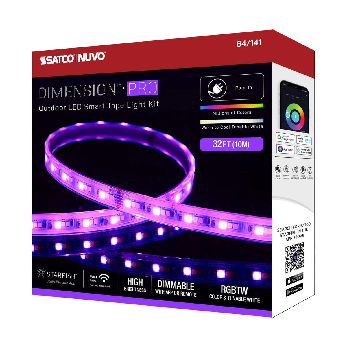 32-ft Starfish Tape RGBTW-Ho IP65 Plug 68w 24v