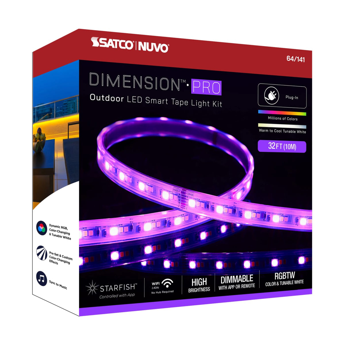 32-ft Starfish Tape RGBTW-Ho IP65 Plug 68w 24v