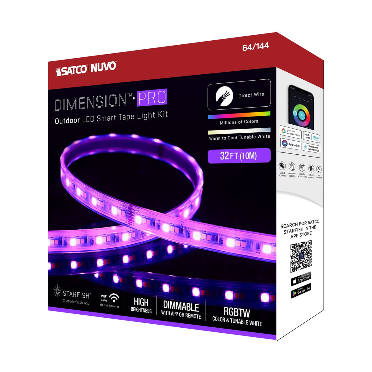 32-ft Starfish Tape RGBTW-Ho IP65 Jbox 68w 24v