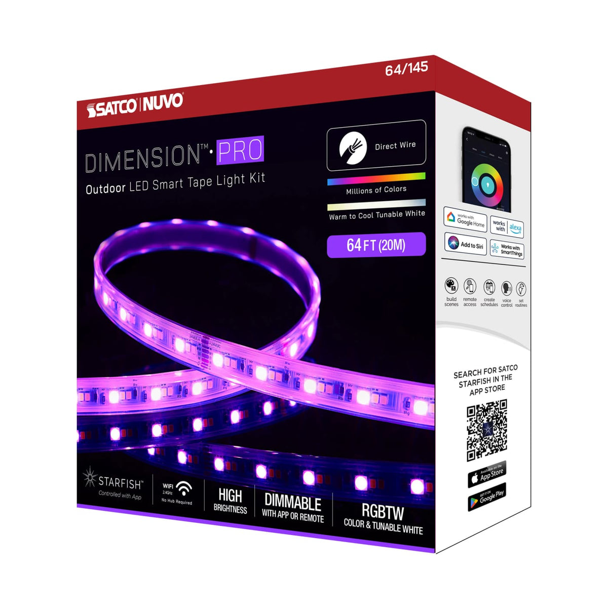 64-ft 24v Starfish Tape RGBTW-Ho IP65 Jbox w v