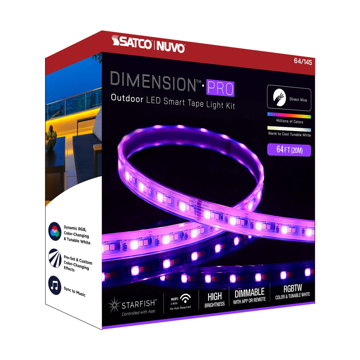 64-ft 24v Starfish Tape RGBTW-Ho IP65 Jbox w v