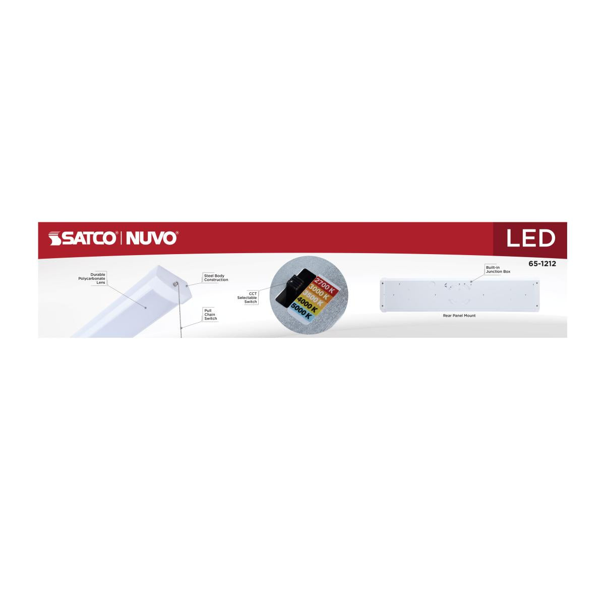 Nuvo 20w LED 2FT Wrap with Pull Chain CCT Selectable White Finish