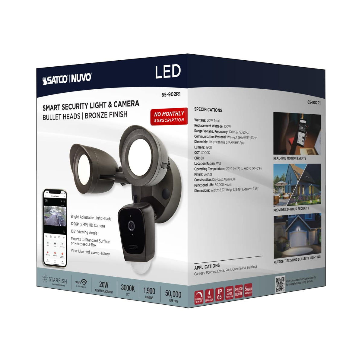 Bullet Security Light With Camera in Bronze Finish