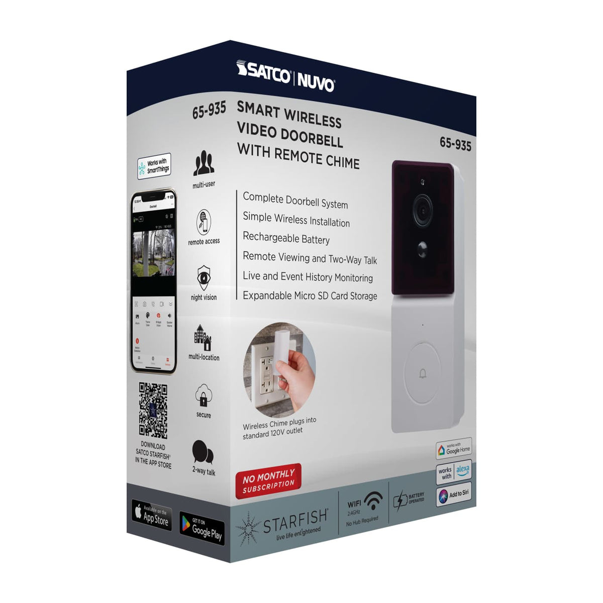 Doorbell With Camera in White Finish
