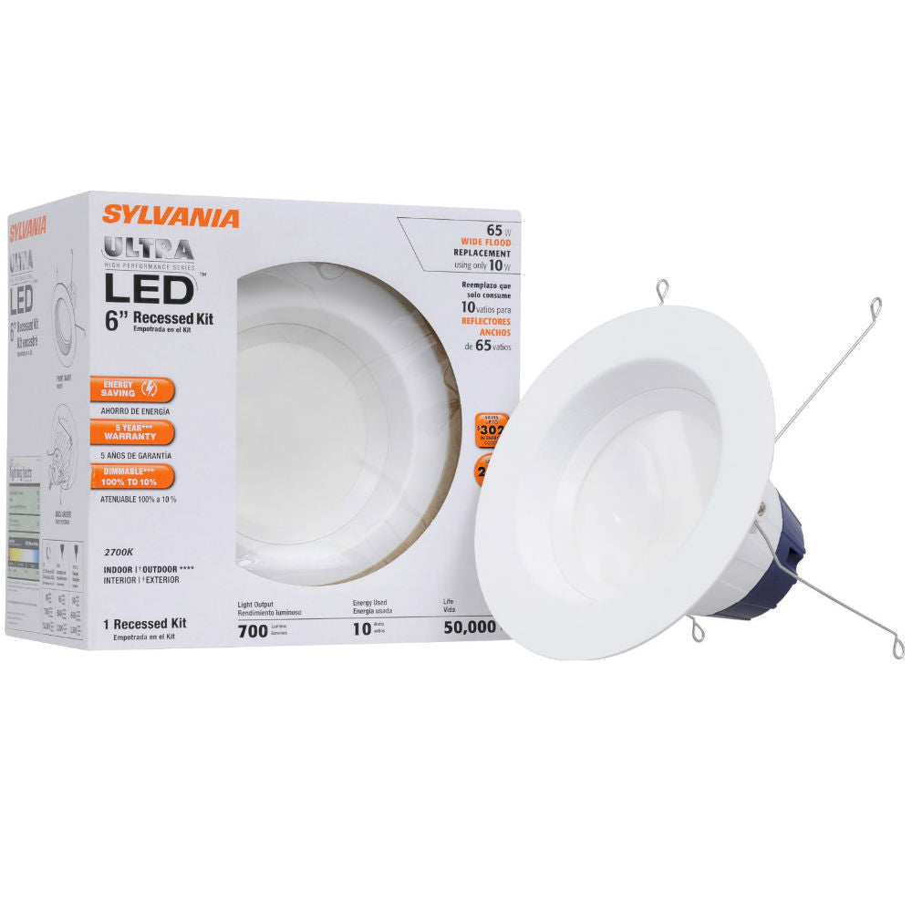 Sylvania 10w 700Lm LED Warm White Recessed 5-6 in. Downlight Kit - 65w equiv.