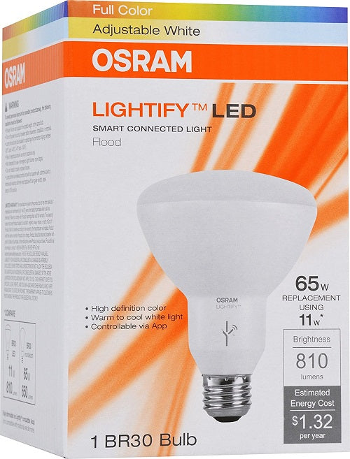 Sylvania Smart LED BR30 RGBW 11W E26 Reflector Flood Lamp Lightify Bulb