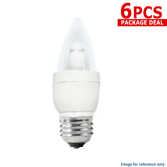 Sylvania 4w 120v B10 E26 Bent Tip Dimmable LED Light Bulb x 6 pack