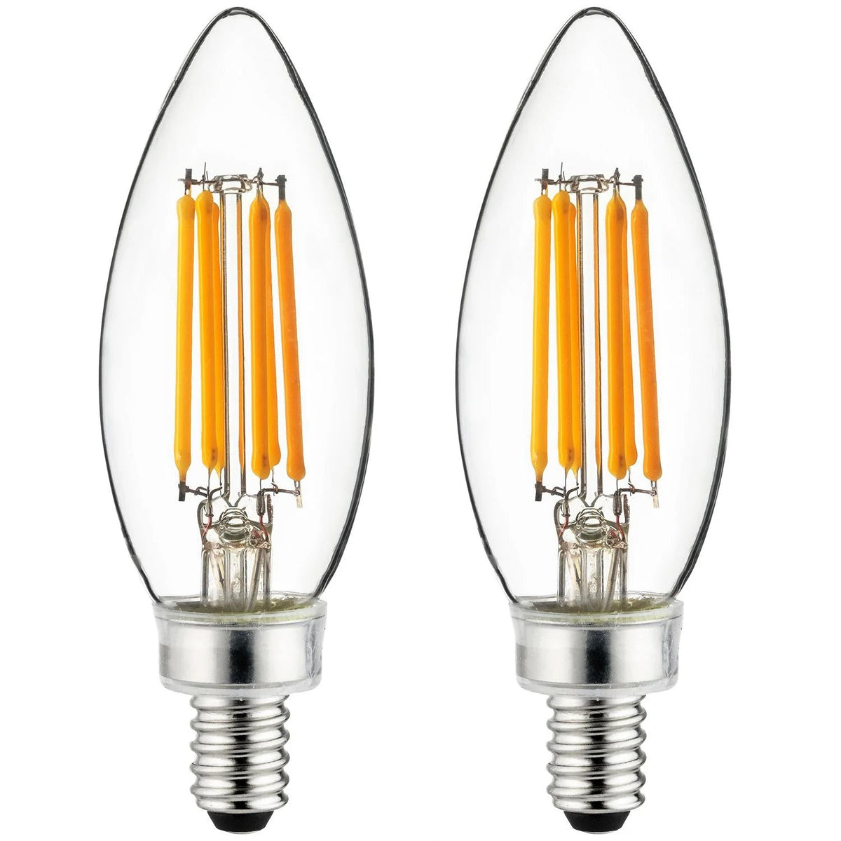 2PK - Sunlite Antique Filament LED 4 Watt 2700K B11 E12 Base Chandelier Light Bulbs
