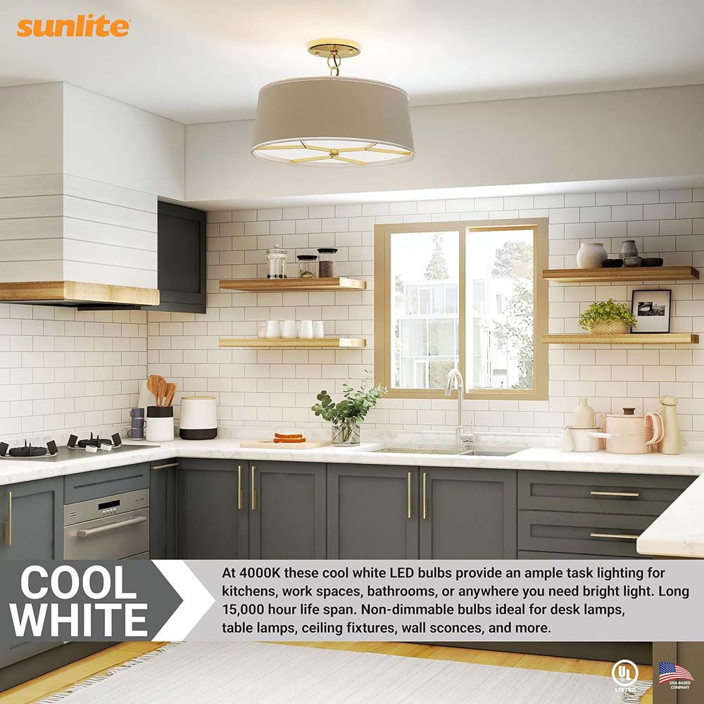 3Pk - Sunlite 9w A19 LED 4000K 800Lm Non-Dimmable Bulb - 60W Equiv