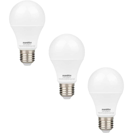 3Pk - Sunlite 9w A19 LED 2700K 800Lm Non-Dimmable Bulb - 60W Equiv