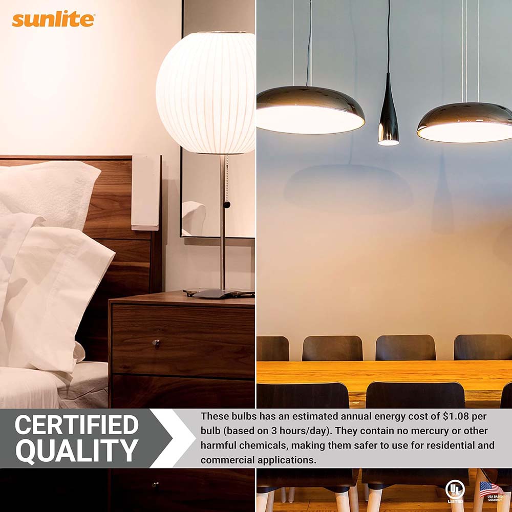 3Pk - Sunlite 9w A19 LED 2700K 800Lm Non-Dimmable Bulb - 60W Equiv
