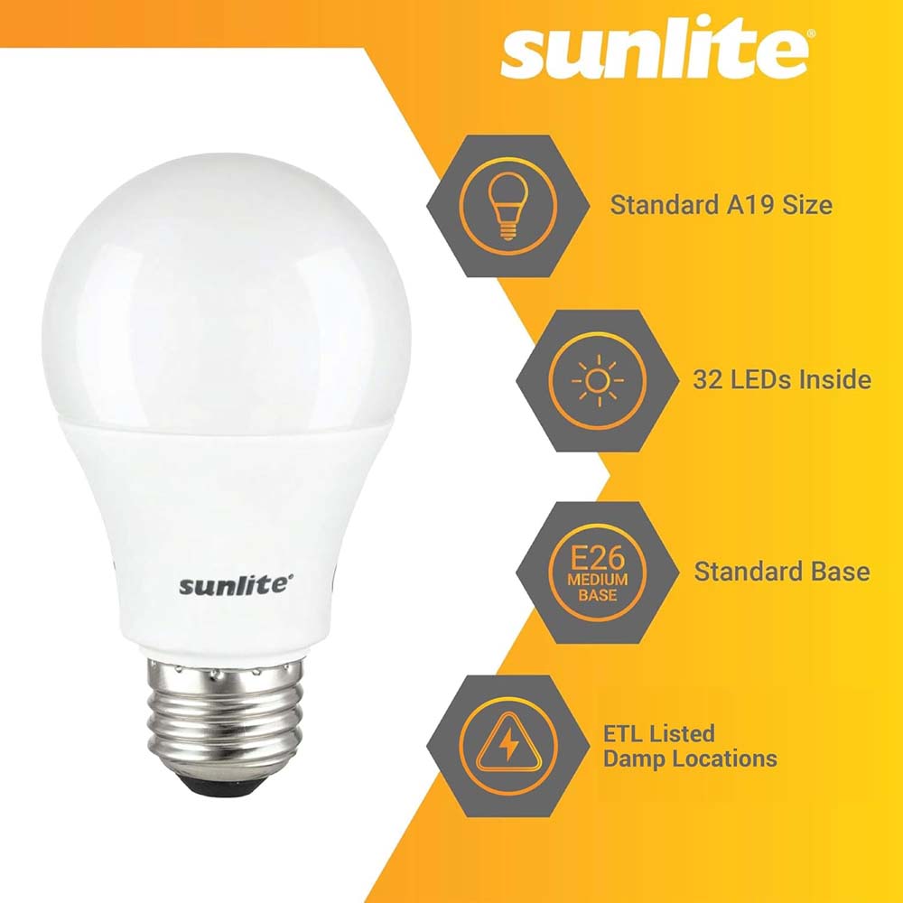 3Pk - Sunlite 15w A19 LED 1500Lm E26 Base 3000K Warm White Bulb - 100w equiv