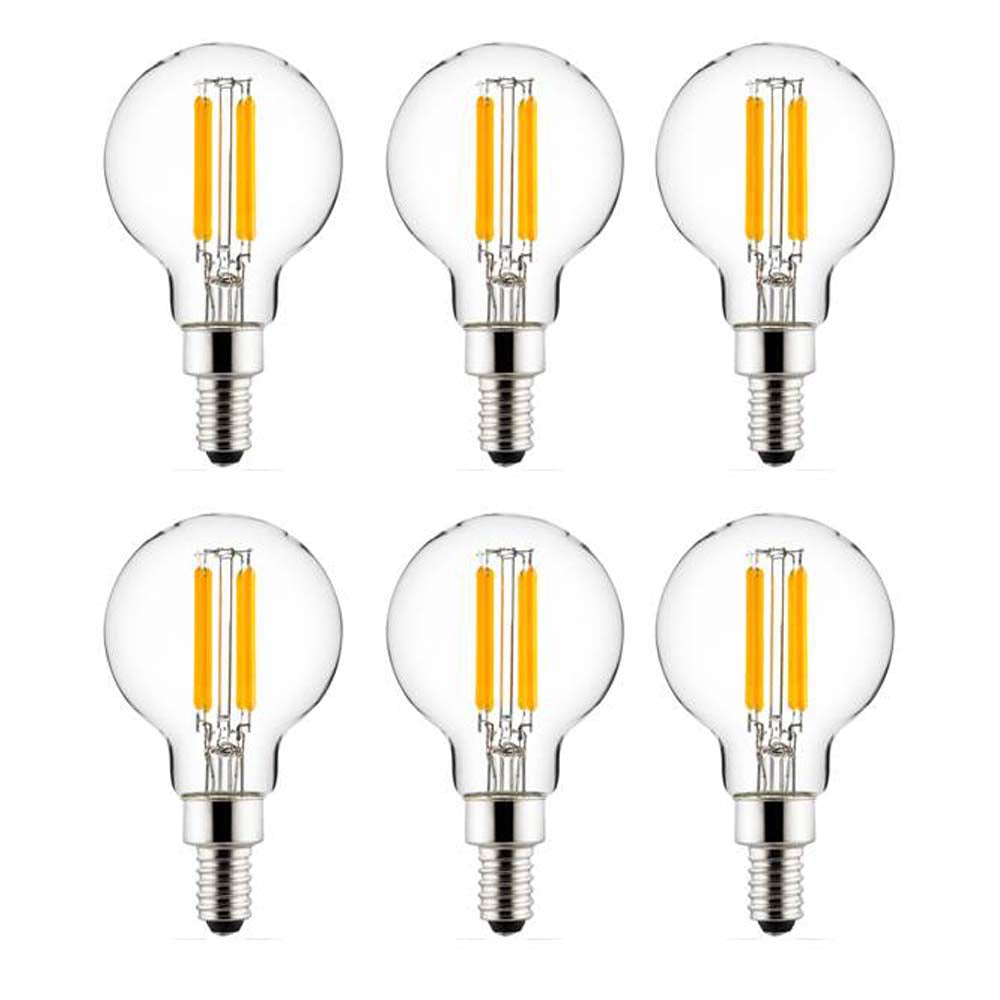 6Pk - Sunlite 6w 120v LED G16.5 Clear E12 Base 3000K Bulb - Natural White