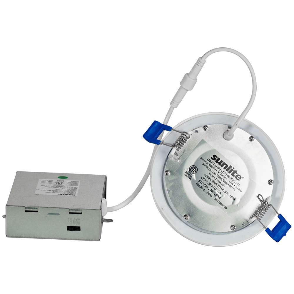 Sunlite 4-in 12w LED Round Recessed Slim Downlight CCT Tunable White Fixture