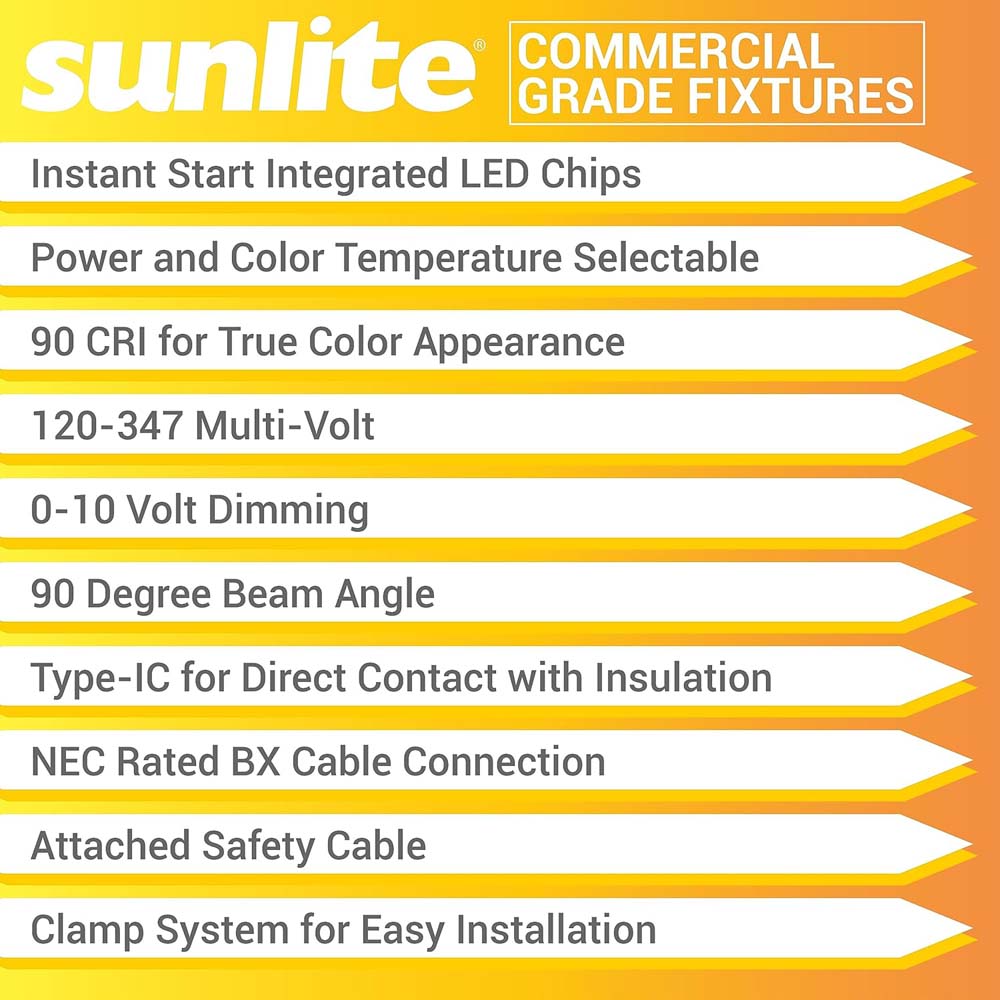Sunlite 4-in LED Recessed Round Downlight CCT Wattage Lumens Selectable Fixture