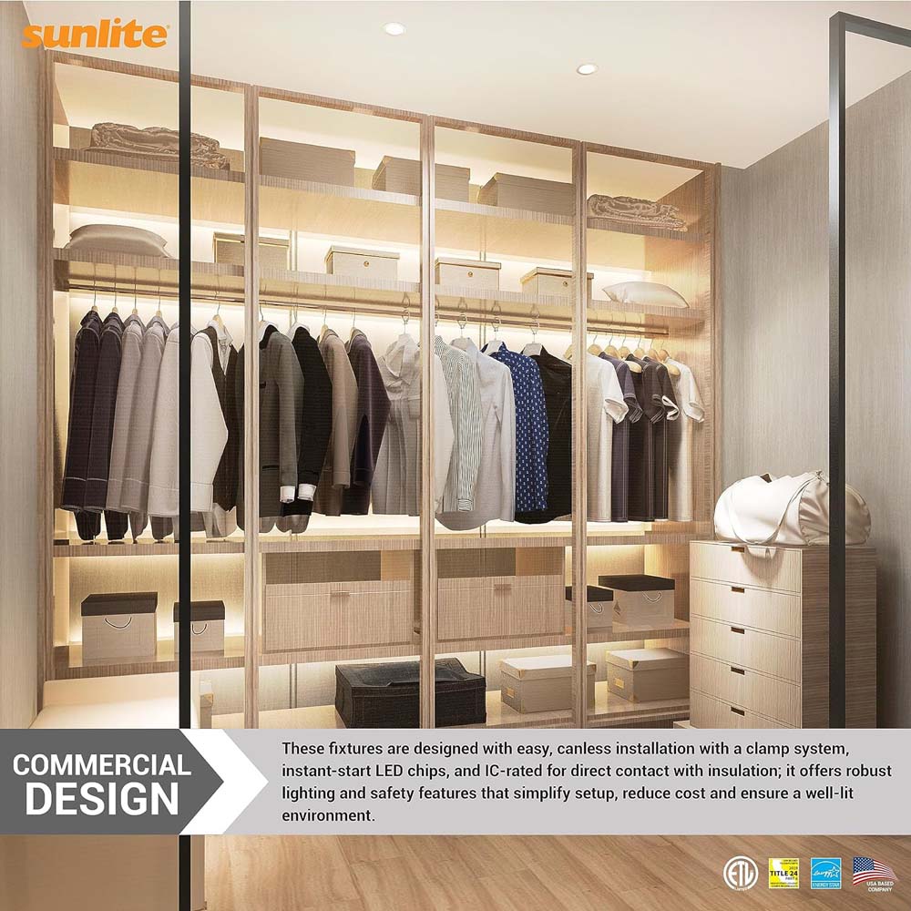 Sunlite 4-in LED Recessed Round Downlight CCT Wattage Lumens Selectable Fixture